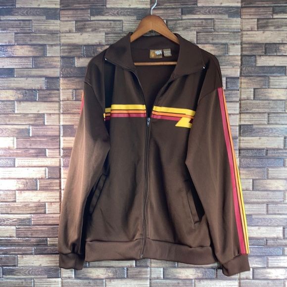 Unisex Vintage Ugly Shirt Retro Jacket Brown & Orange XL - Picture 1 of 11